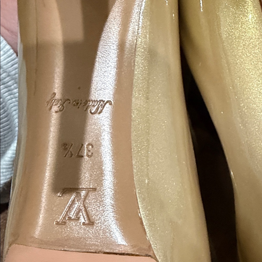 Gold Open Toe Pumps - Picture 3 of 9